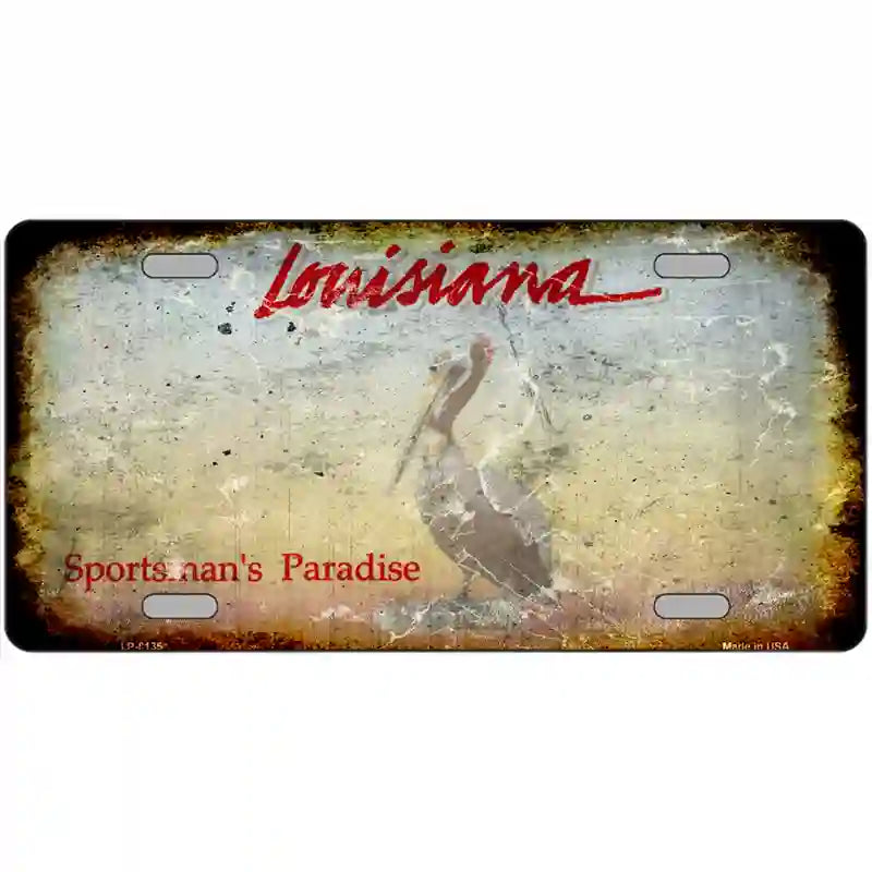 Louisiana State Rusty Novelty Metal License Plate 24" x 12" (LLP)