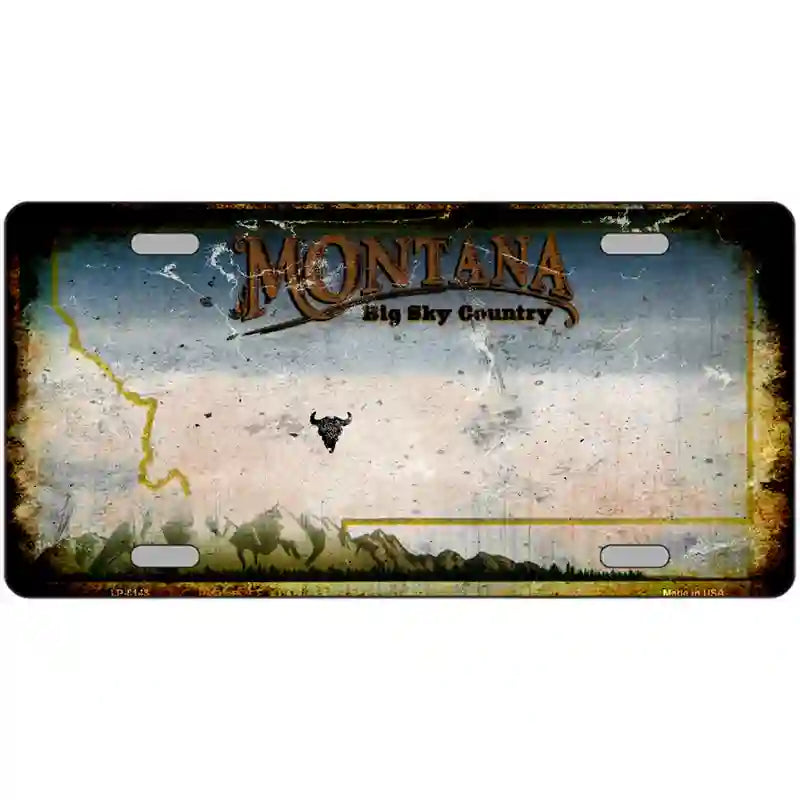 Montana State Rusty Novelty Metal License Plate 24" x 12" (LLP)