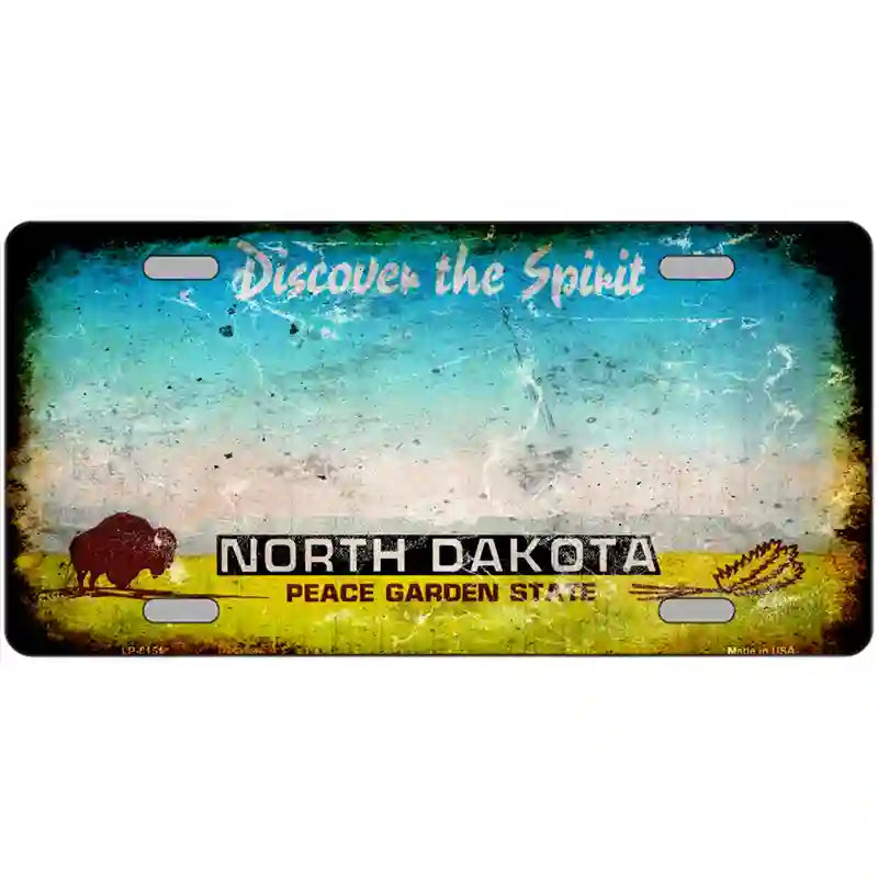 North Dakota State Rusty Novelty Metal License Plate 24" x 12" (LLP)