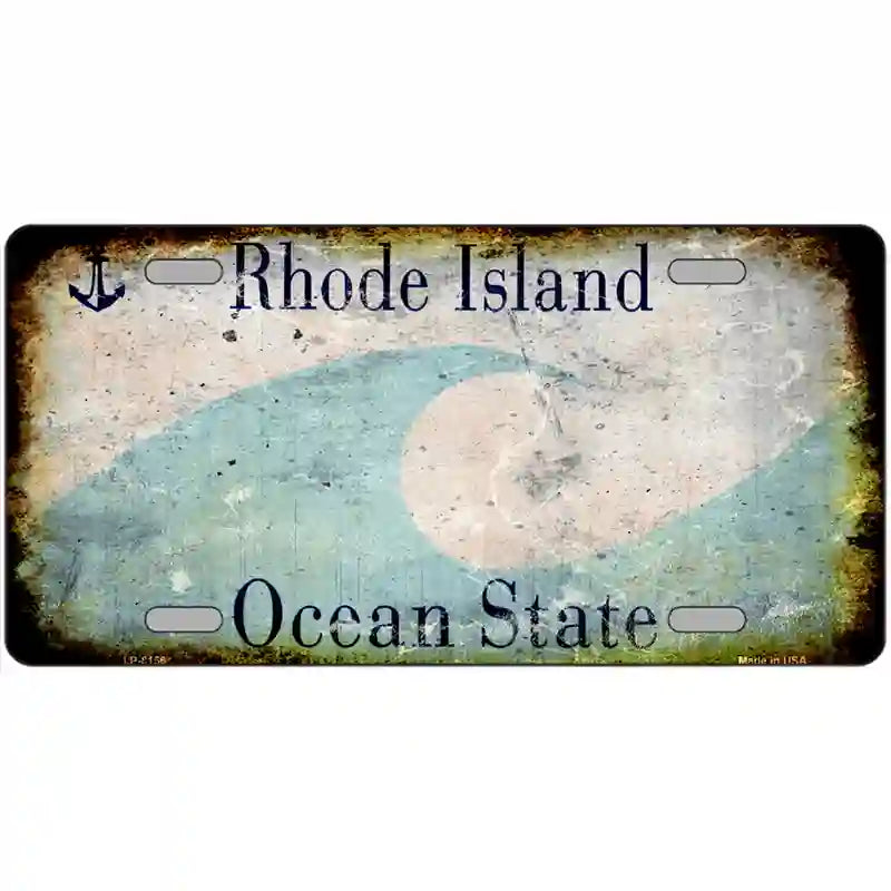 Rhode Island State Rusty Novelty Metal License Plate 24" x 12" (LLP)