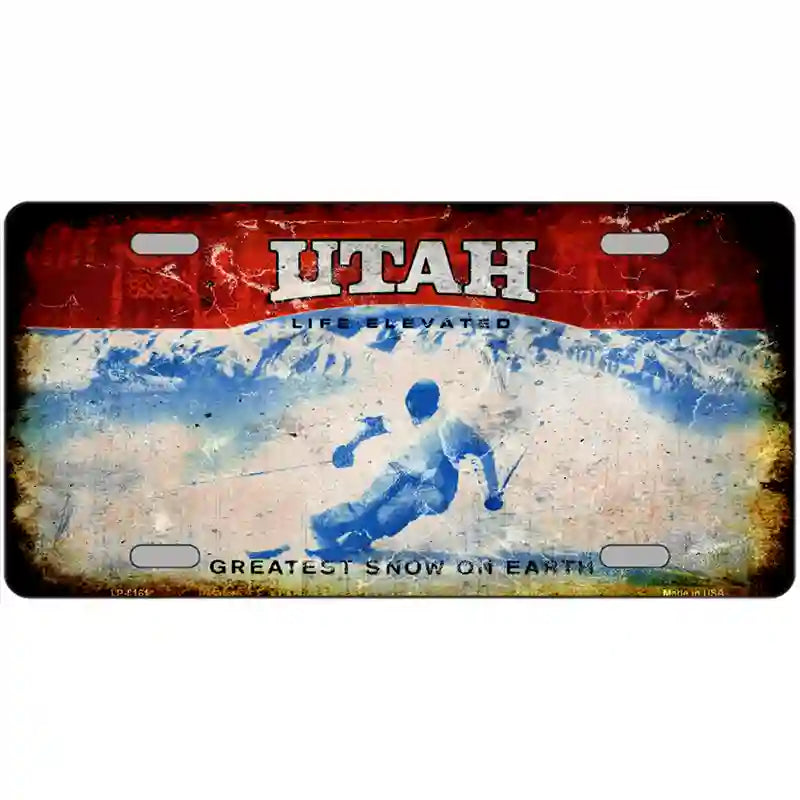 Utah State Rusty Novelty Metal License Plate 24" x 12" (LLP)