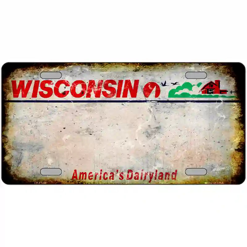 Wisconsin State Rusty Novelty Metal License Plate 24" x 12" (LLP)