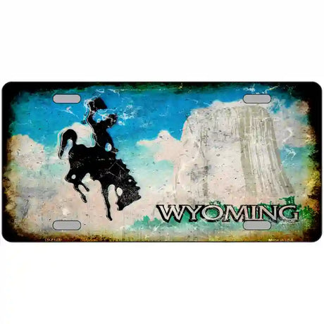 Wyoming State Rusty Novelty Metal License Plate 24" x 12" (LLP)