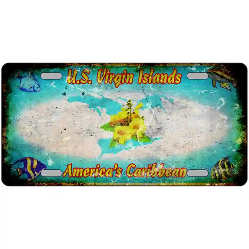 Virgin Island Rusty Novelty Metal License Plate 24" x 12" (LLP)