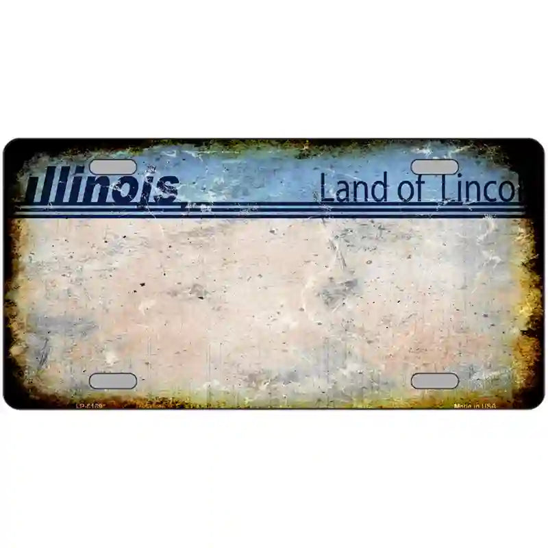 Illinois Blue Blank Rusty Novelty Metal License Plate 24" x 12" (LLP)