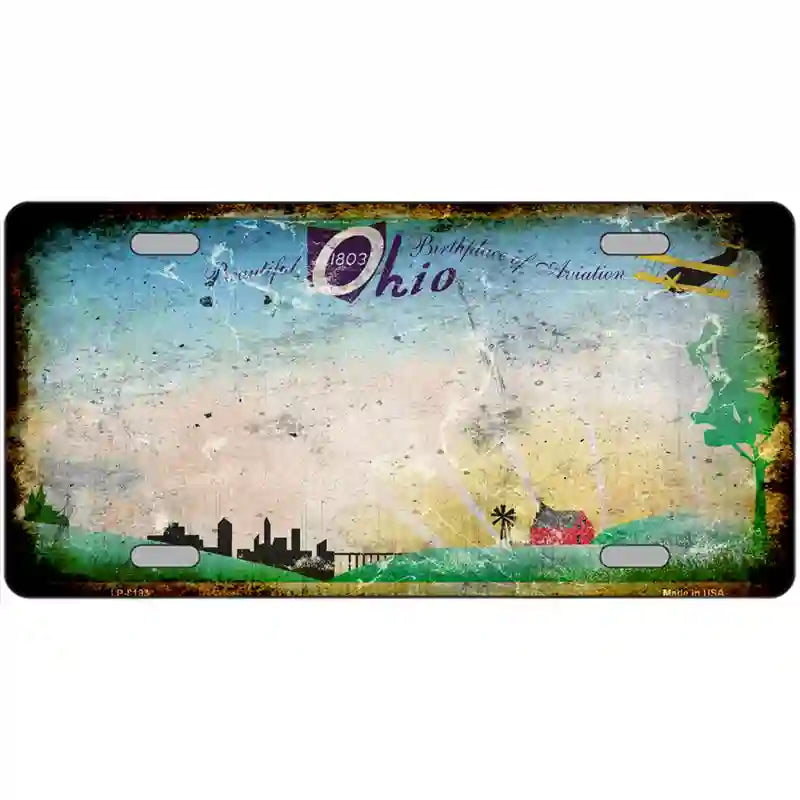 Ohio Birthplace Blank Rusty Novelty Metal License Plate 24" x 12" (LLP)