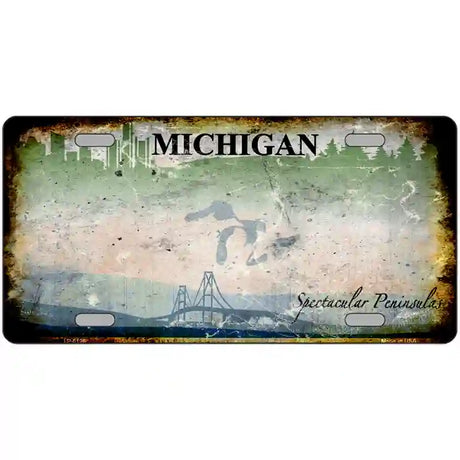 Michigan Spectacular Peninsulas Blank Rusty Novelty Metal License Plate 24" x 12" (LLP)