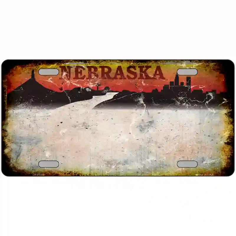 Nebraska Rusty Novelty Metal License Plate 24" x 12" (LLP) / Yes