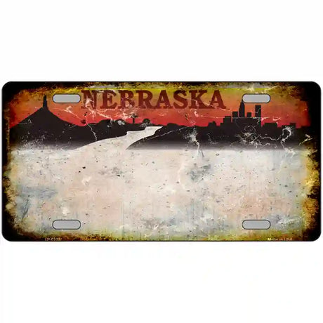 Nebraska Rusty Novelty Metal License Plate 24" x 12" (LLP) / Yes