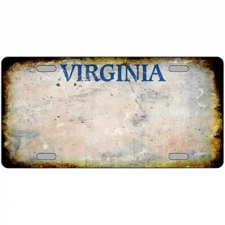 Virginia Rusty Novelty Metal License Plate 24" x 12" (LLP) / Yes