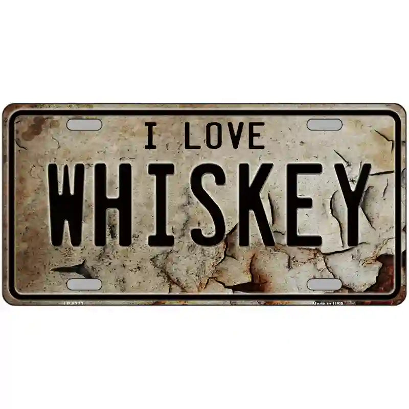 I Love Whiskey Novelty Metal License Plate 24" x 12" (LLP)