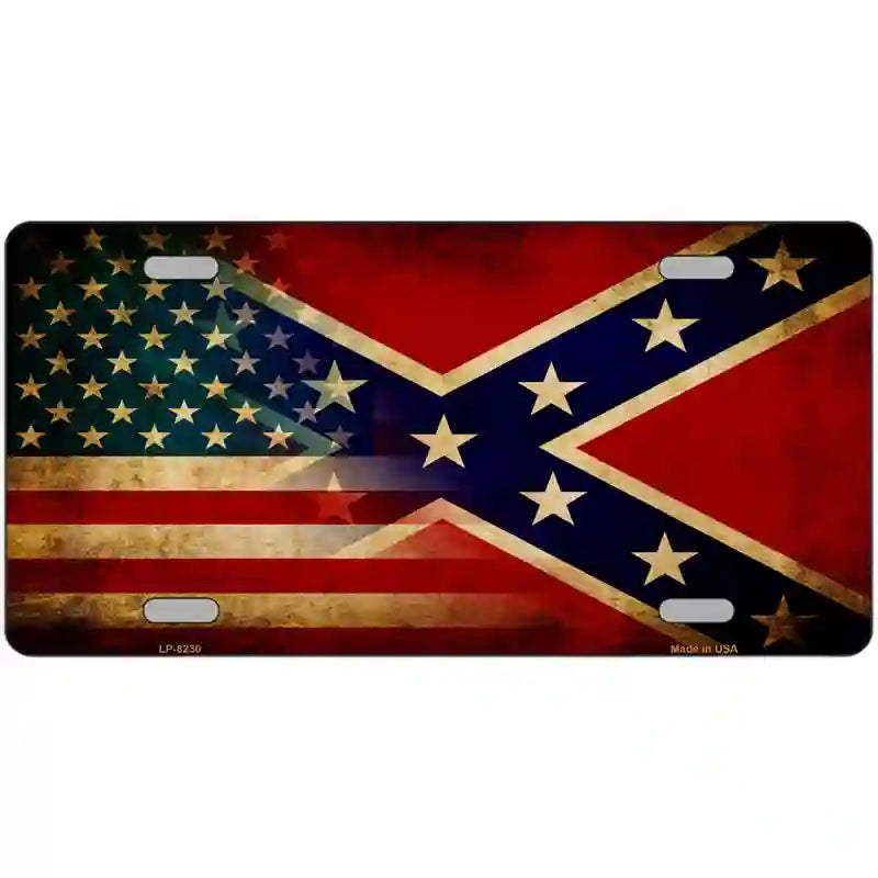 American Confederate Flag Novelty Metal License Plate 24" x 12" (LLP)