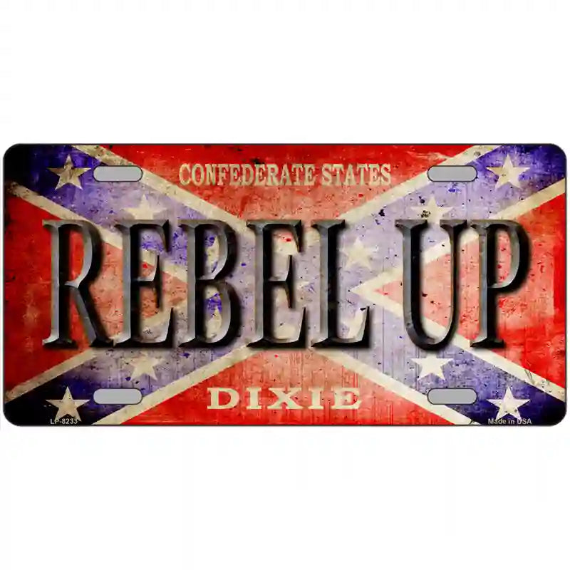 Rebel Up Novelty Metal License Plate 24" x 12" (LLP)