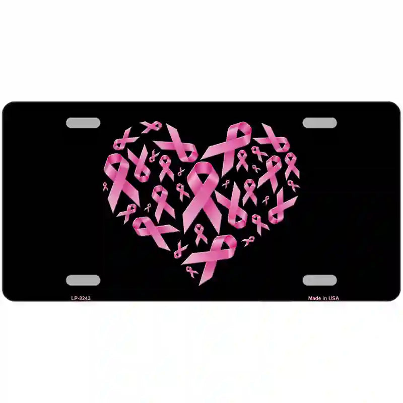 Pink Ribbons Novelty Metal License Plate 24" x 12" (LLP)