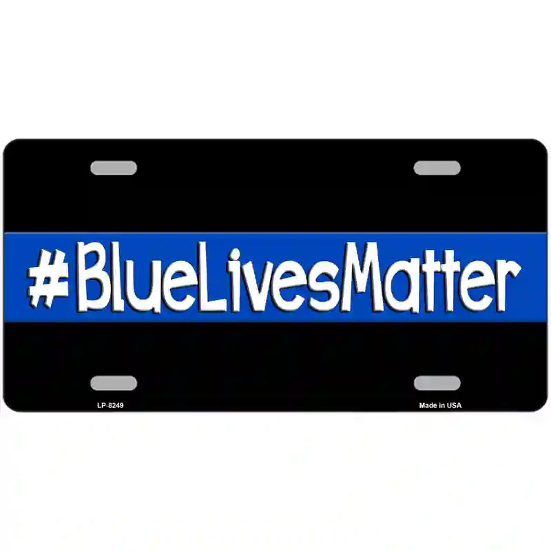 Blue Lives Matter Black Novelty Metal License Plate 24" x 12" (LLP)