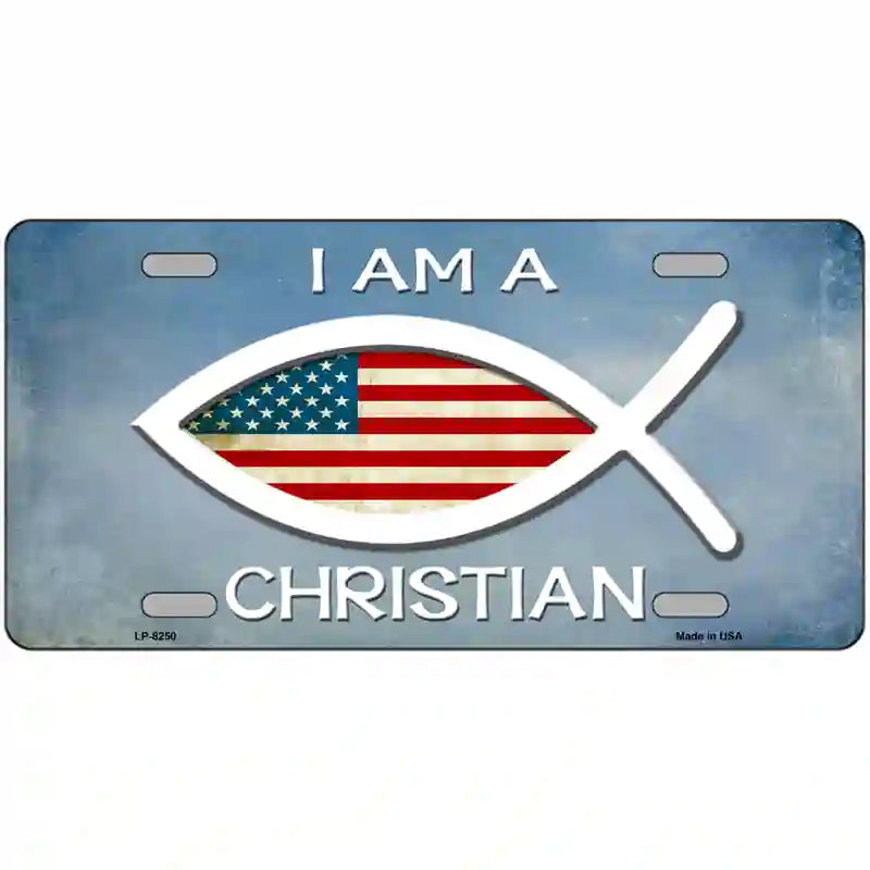 I Am A Christian Novelty Metal License Plate 24" x 12" (LLP)