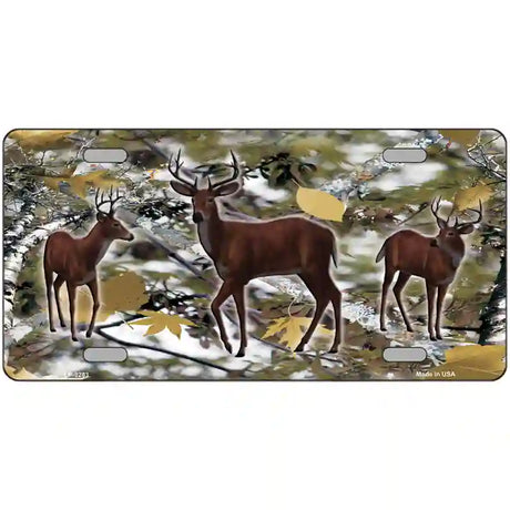 Deer On Camo Novelty Metal License Plate 24" x 12" (LLP)