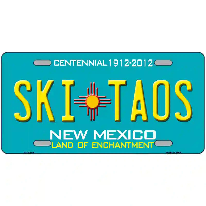 Ski Taos Teal New Mexico Novelty License Plate 24" x 12" (LLP)