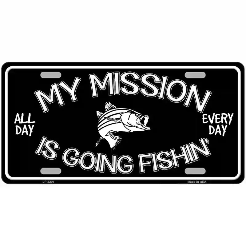 My Mission Is Fishin Metal Novelty License Plate 24" x 12" (LLP)