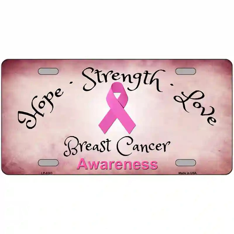 Breast Cancer Awareness Ribbon Novelty Metal License Plate 24" x 12" (LLP)