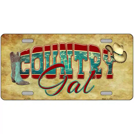 Country Gal Novelty Metal License Plate 24" x 12" (LLP)