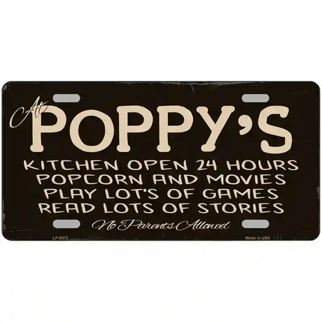 At Poppys Metal Novelty License Plate 24" x 12" (LLP)