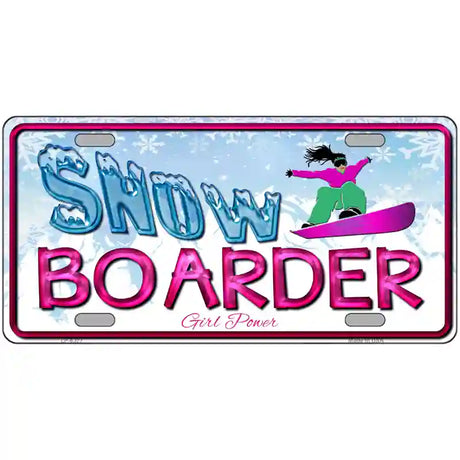 Snow Boarder Girl Metal Novelty License Plate 24" x 12" (LLP)