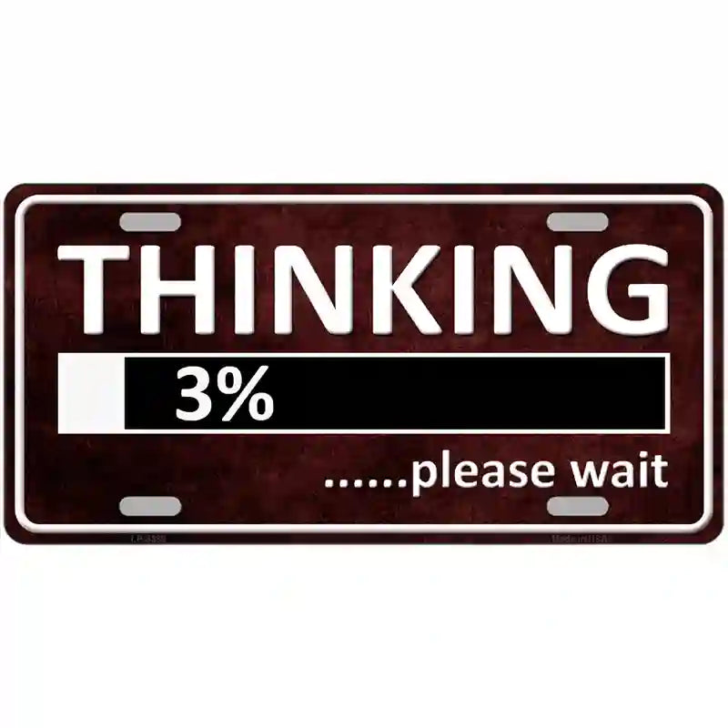 Thinking Please Wait Metal Novelty License Plate 24" x 12" (LLP)