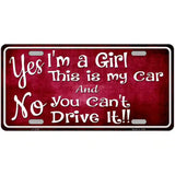 Yes Im A Girl Metal Novelty License Plate 24" x 12" (LLP)