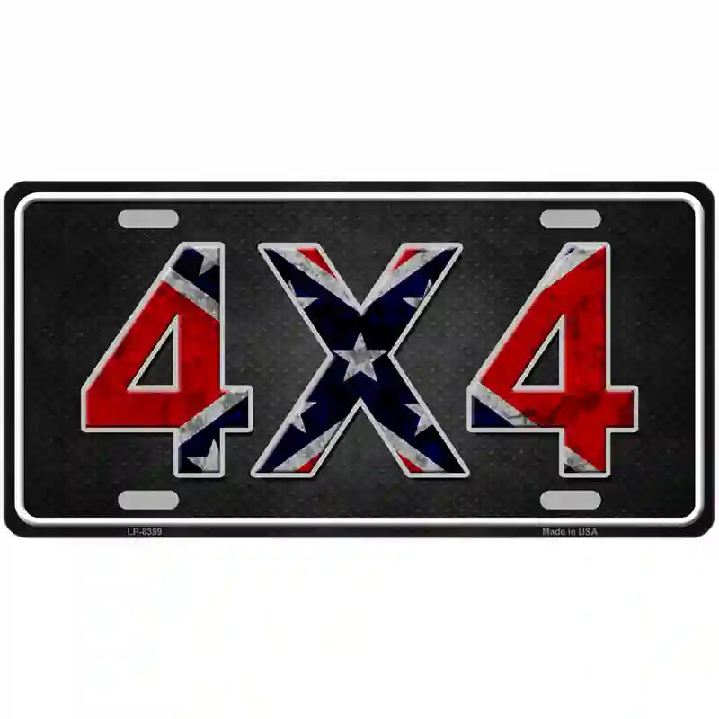 4x4 Confederate Metal Novelty License Plate 24" x 12" (LLP)