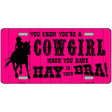 Pink Cowgirl Metal Novelty License Plate 24" x 12" (LLP)