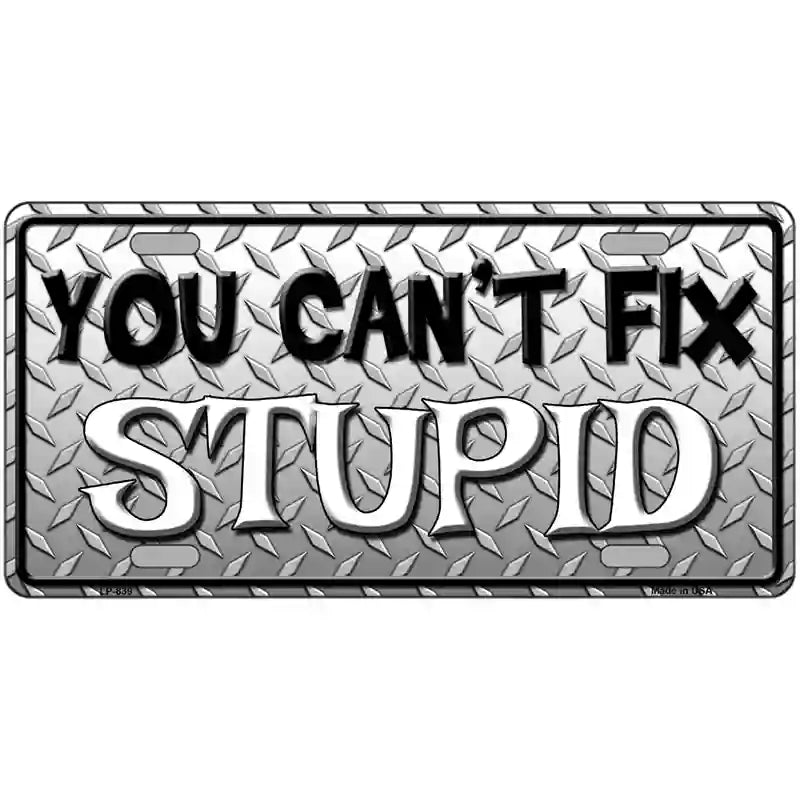 You Cant Fix Stupid Metal Novelty License Plate 24" x 12" (LLP)