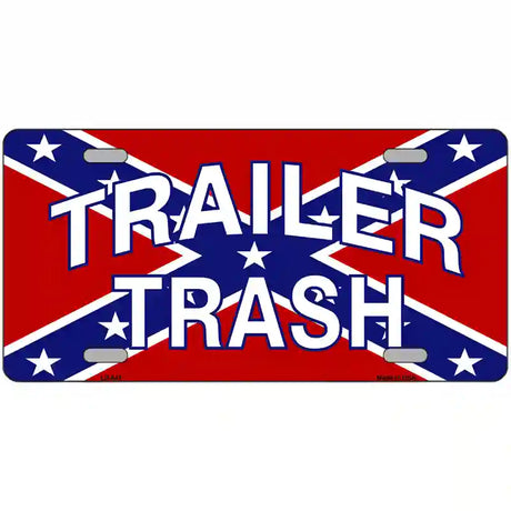 Trailer Trash Rebel Flag Metal Novelty License Plate 24" x 12" (LLP)