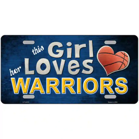 This Girl Loves Her Warriors Novelty Metal License Plate 24" x 12" (LLP)