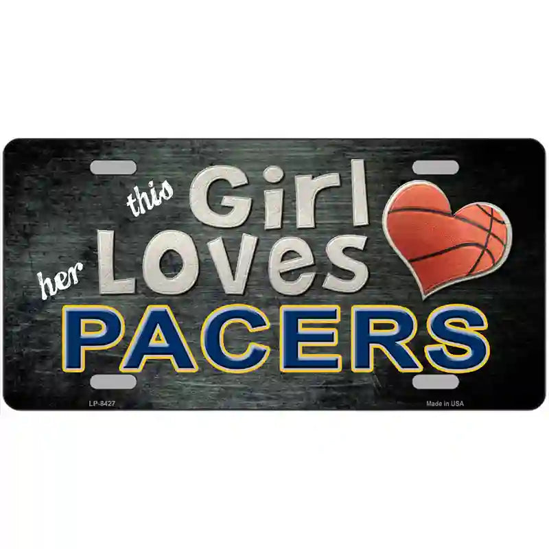 This Girl Loves Her Pacers Novelty Metal License Plate 24" x 12" (LLP)