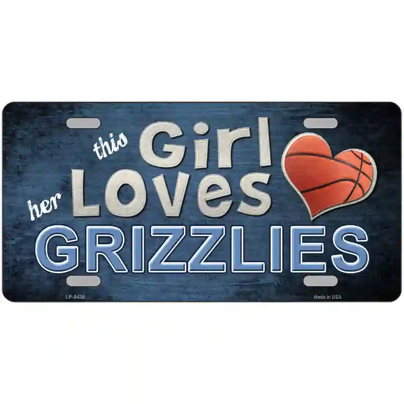 This Girl Loves Her Grizzlies Novelty Metal License Plate 24" x 12" (LLP)