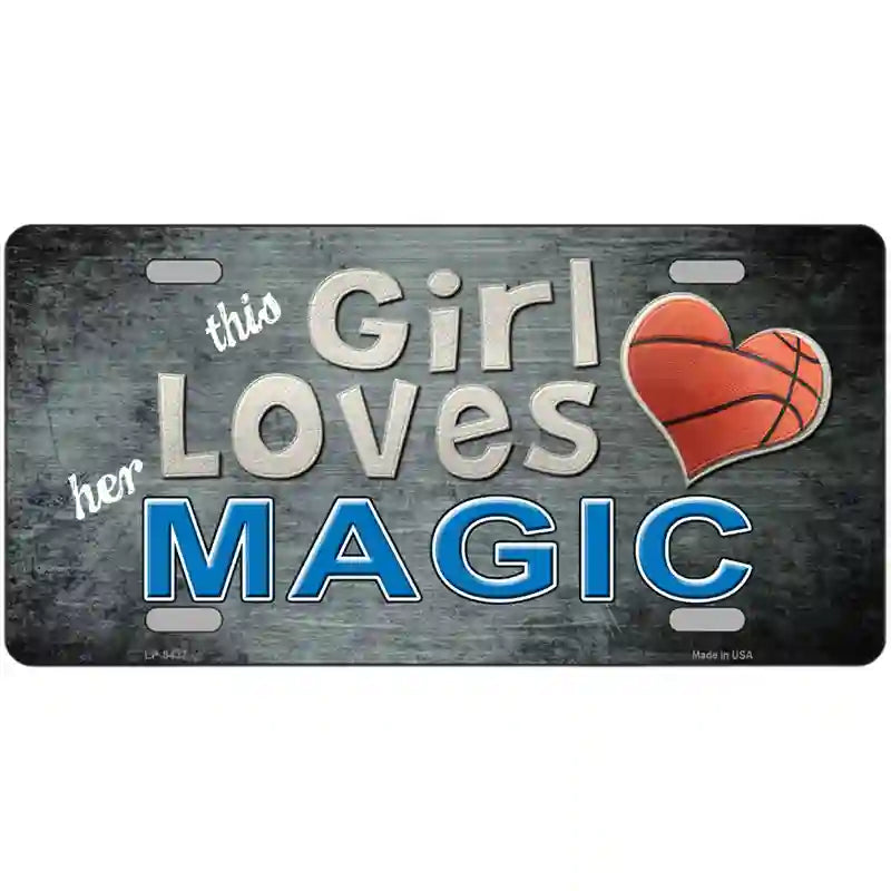 This Girl Loves Her Magic Novelty Metal License Plate 24" x 12" (LLP)