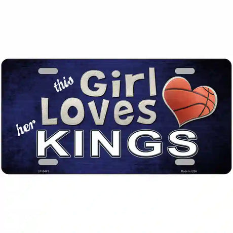 This Girl Loves Her Kings Novelty Metal License Plate 24" x 12" (LLP)