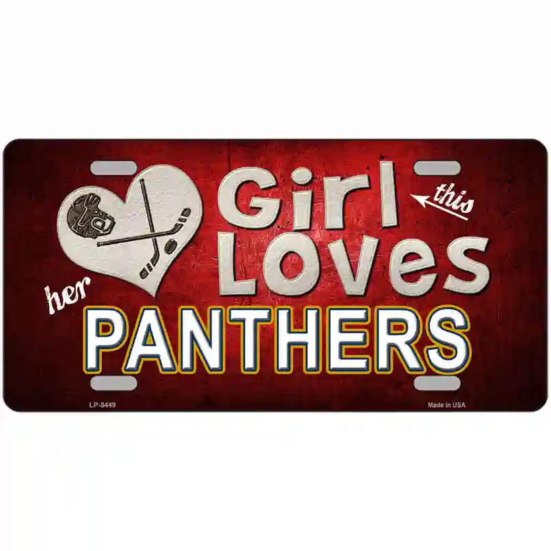 This Girl Loves Her Panthers Hockey Novelty Metal License Plate 24" x 12" (LLP)