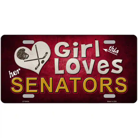 This Girl Loves Her Senators Novelty Metal License Plate 24" x 12" (LLP)