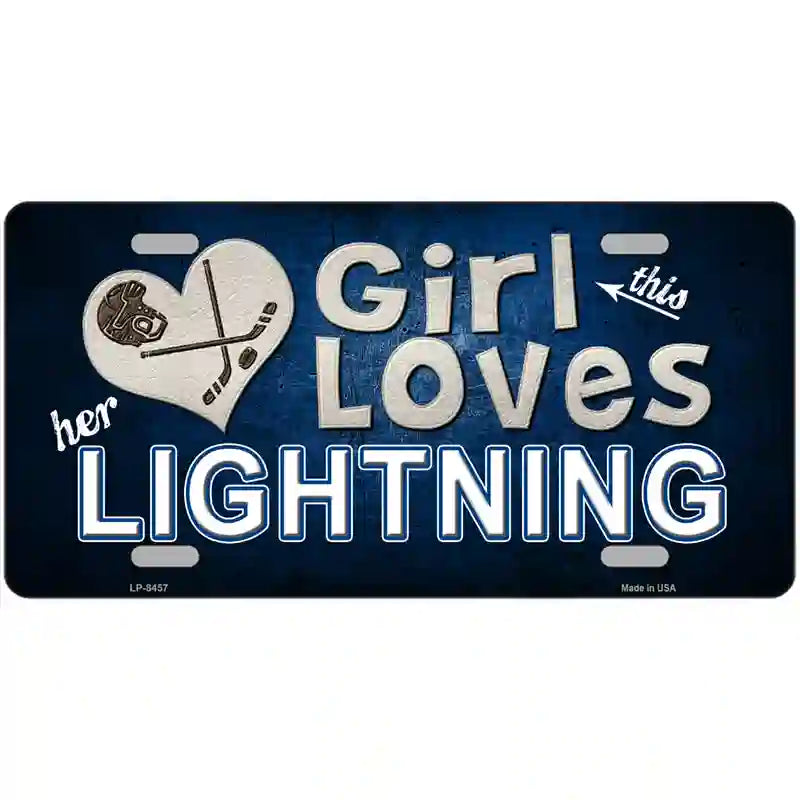 This Girl Loves Her Lightning Novelty Metal License Plate 24" x 12" (LLP)