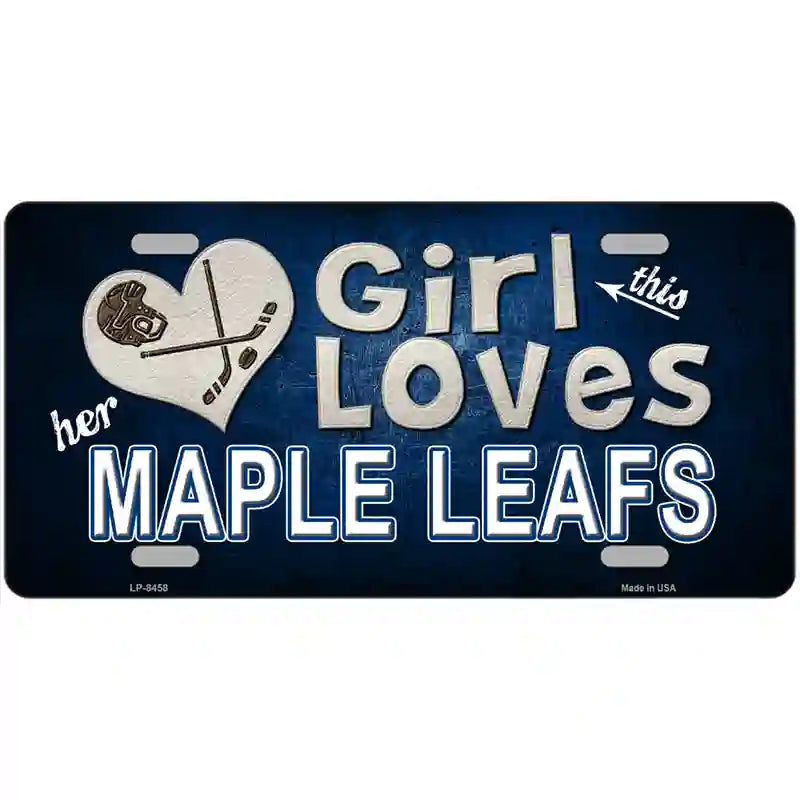 This Girl Loves Her Maple Leafs Novelty Metal License Plate 24" x 12" (LLP)