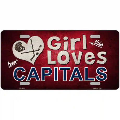 This Girl Loves Her Capitals Novelty Metal License Plate 24" x 12" (LLP)