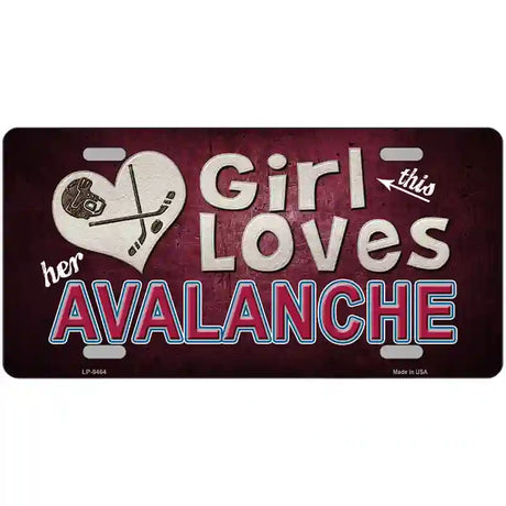 This Girl Loves Her Avalanche Novelty Metal License Plate 24" x 12" (LLP)