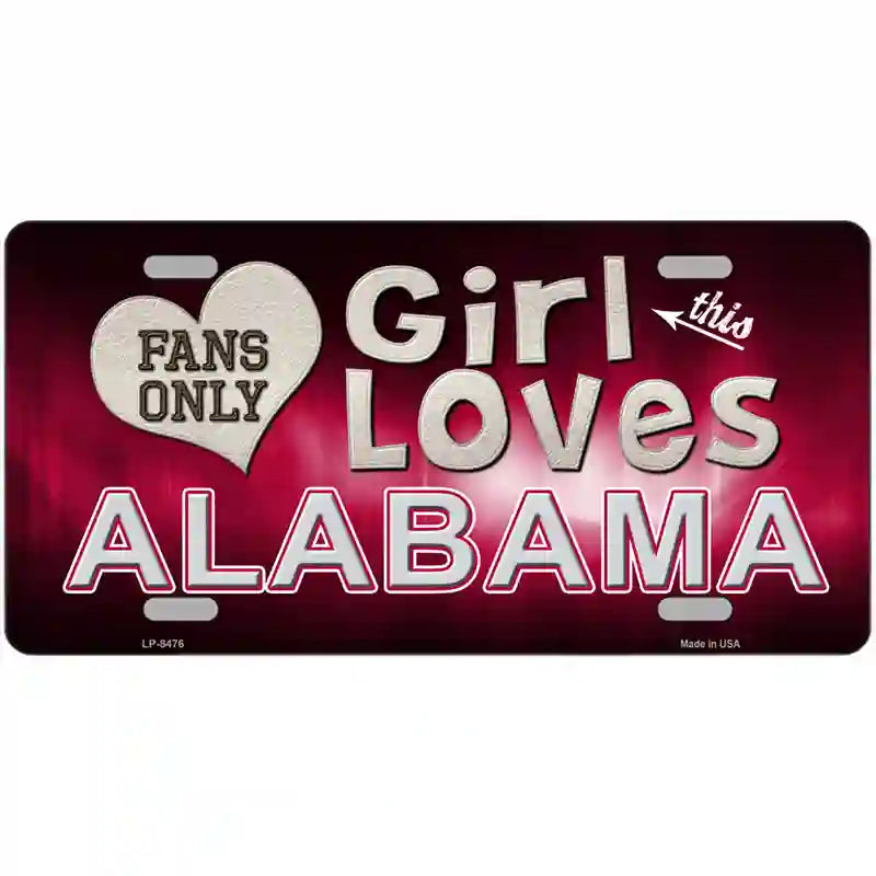 This Girl Loves Alabama Novelty Metal License Plate 24" x 12" (LLP)