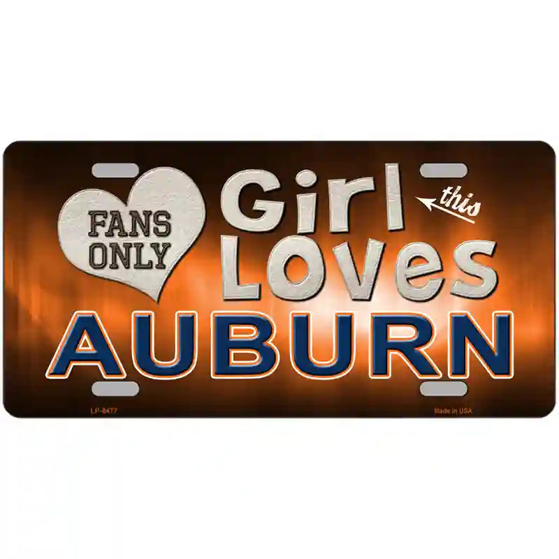 This Girl Loves Auburn Novelty Metal License Plate 24" x 12" (LLP)