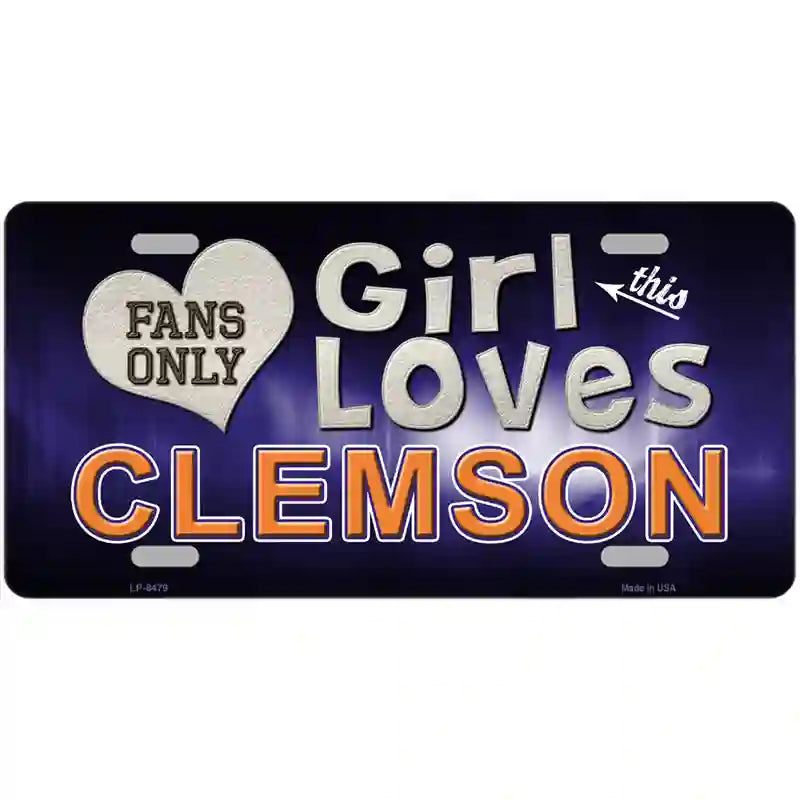 This Girl Loves Clemson Novelty Metal License Plate 24" x 12" (LLP)