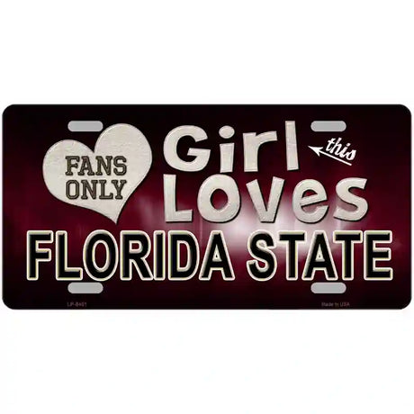 This Girl Loves Florida State Novelty Metal License Plate 24" x 12" (LLP)