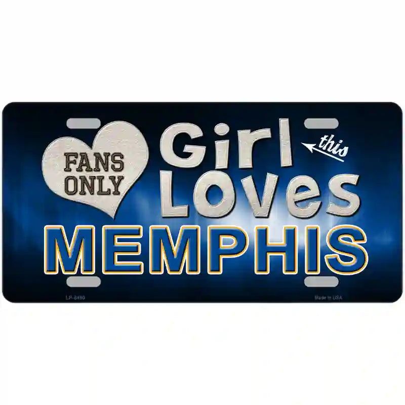 This Girl Loves Memphis Novelty Metal License Plate 24" x 12" (LLP)