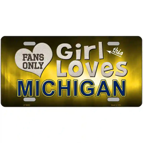 This Girl Loves Michigan Novelty Metal License Plate 24" x 12" (LLP)